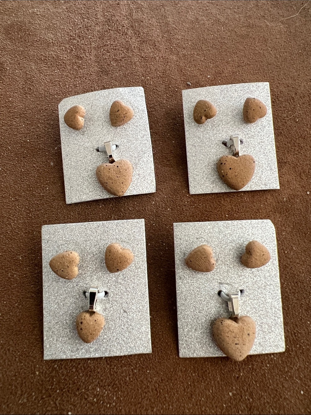 Desert handmade earrings and pendant. Made from speckled buff clay. variety LVNV